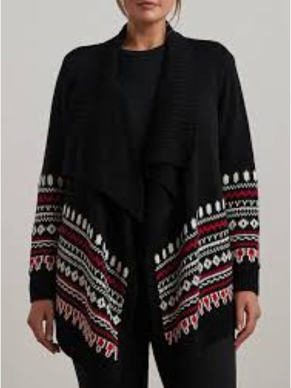 Lauren Ralph Lauren Fair Isle Cotton Shawl-Collar Cardigan XS